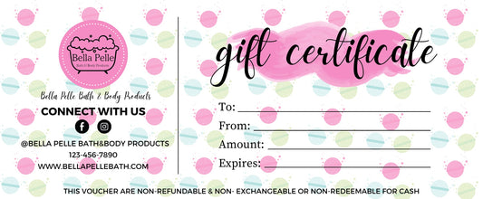 Bella Pelle Bath & Body Products Gift Cards